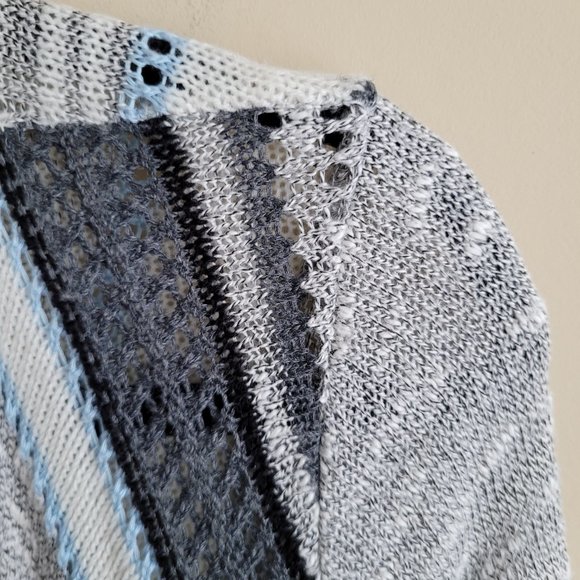 Altar'd State Womens Cardigan Sweater Size Large Waterfall Front Knit Stripes - Picture 3 of 7